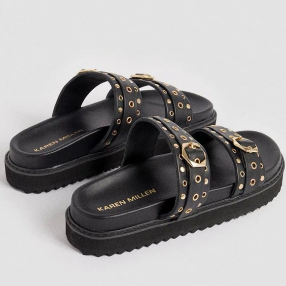 NWT Karen Millen USO Studded Mule Simone Leather Studded Strap Mule🔥 - Picture 2 of 13